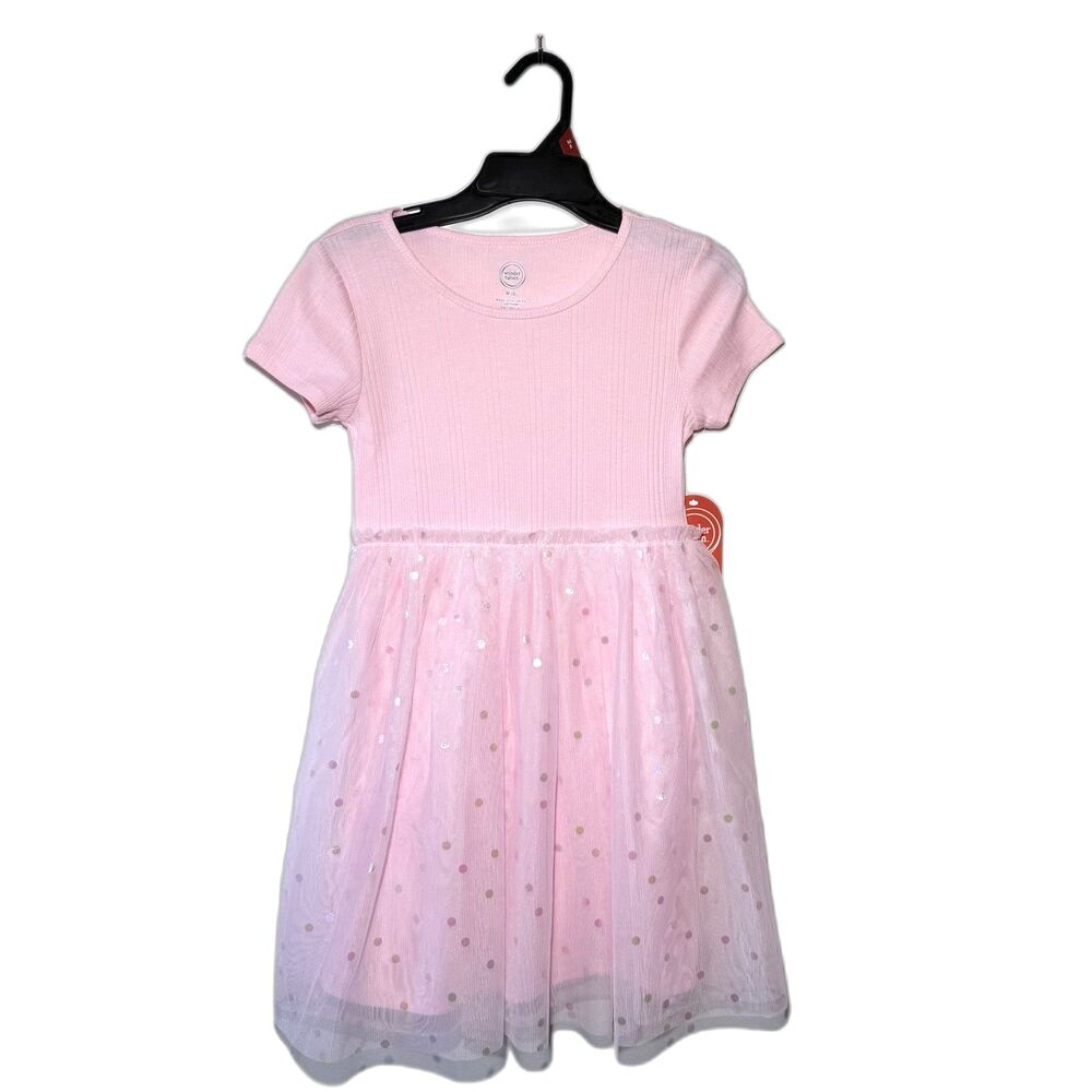 Wonder Nation Girls Pink Tutu Dress Layered Tulle Skirt Short Sleeve Sz M 8 NWT